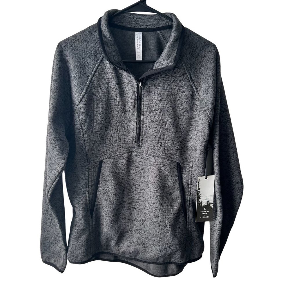 Freedom Trail Pullover by KYODAN Mens 1/2 Zip Gray Black Pockets Jacket Size L N